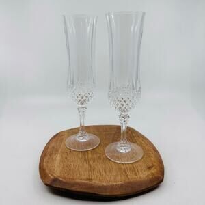 Cristal D'arques Longchamps Collection Stemware Champagne Flute Glass Set of 2